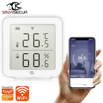 Smarsecur חכם בית Tuya WiFi טמפרטורת לחות גבוהה דיוק T & H חיישן עם תצוגה