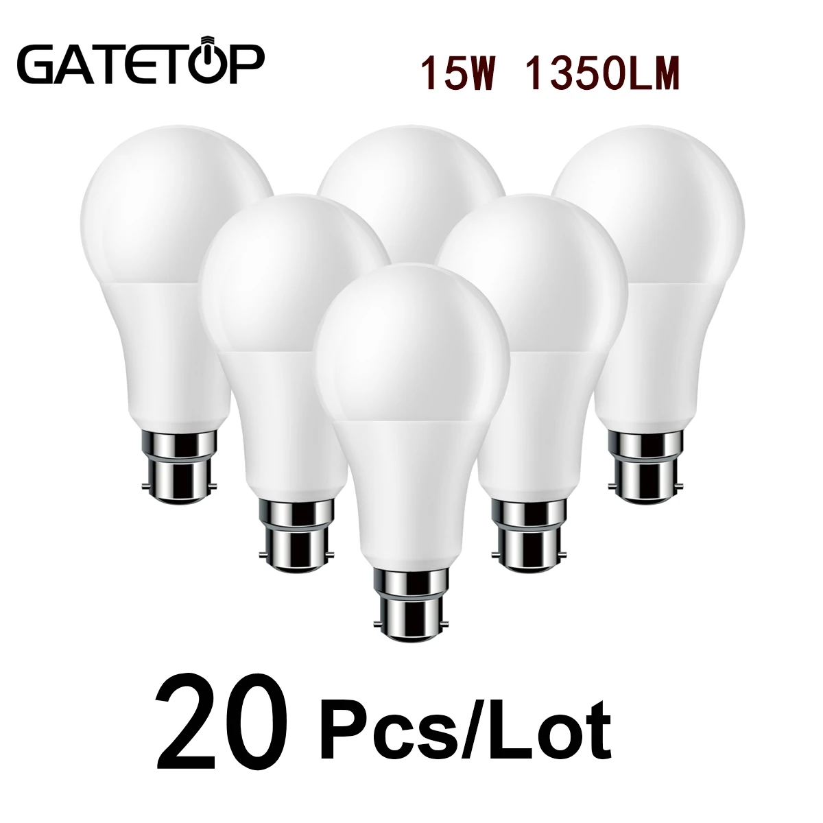 20PCS 2022 Focos High Brightness LED Bulb Lamps A60 E27 B22 AC220V-240V 15W Power 3000K/4000K/6000K Lampada Energy Saving Lamp