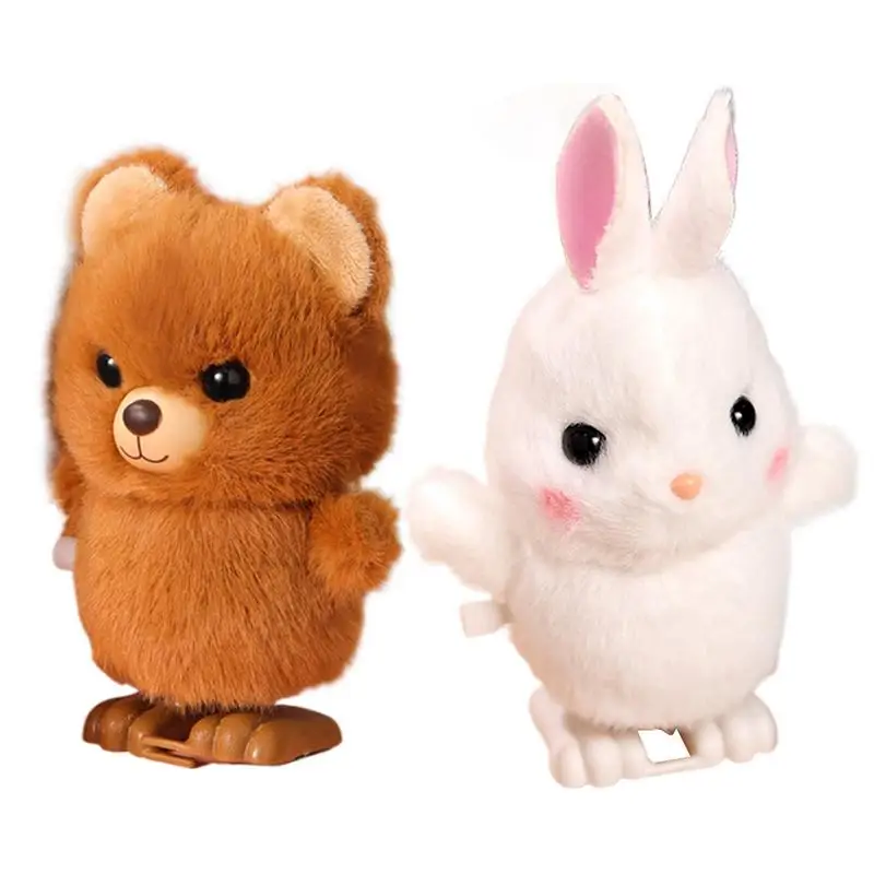 Pluszowa nakręcana zabawka Windup Animals Walking Clockwork Toys Plush Interactive Clockwork Toy Bunny Bear Walking Clockwork Plush Toys