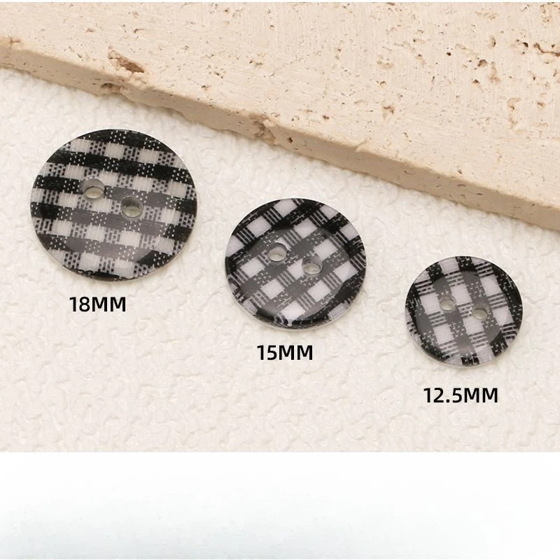 Colored resin two-eye button round baby top shirt fur collar clothes inner button plaid button