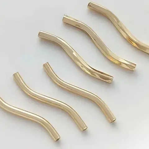 14K Gold Color Smooth Surface S-shaped Curved Hollow Pipe DIY Bracelet Necklace Earrings Accessories Hand Made Materials