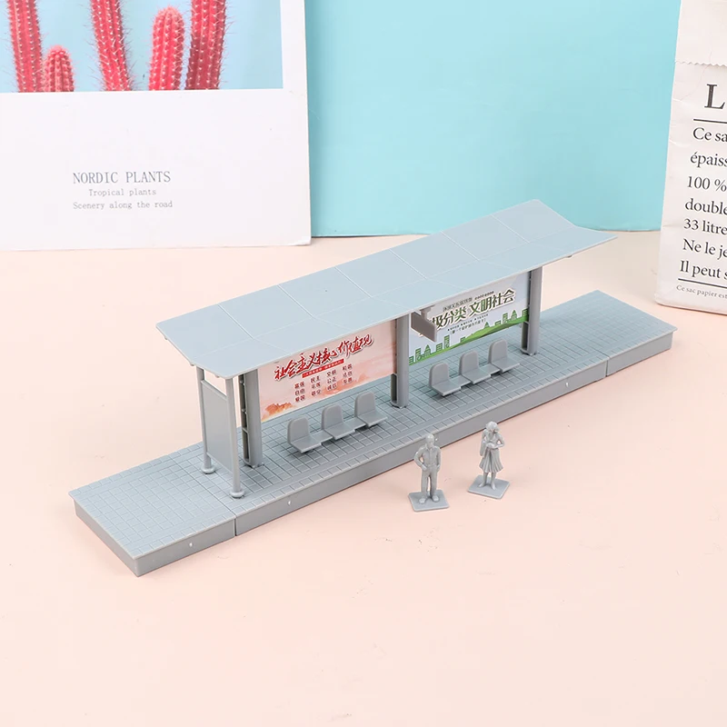 1/87 Mini Simulation Bus Station Model High-speed Rail Station Platform Diy