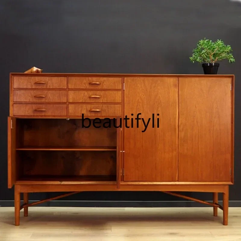 

Cy56 Medieval solid wood dining side cabinet retro old locker large capacity storage cabinet
