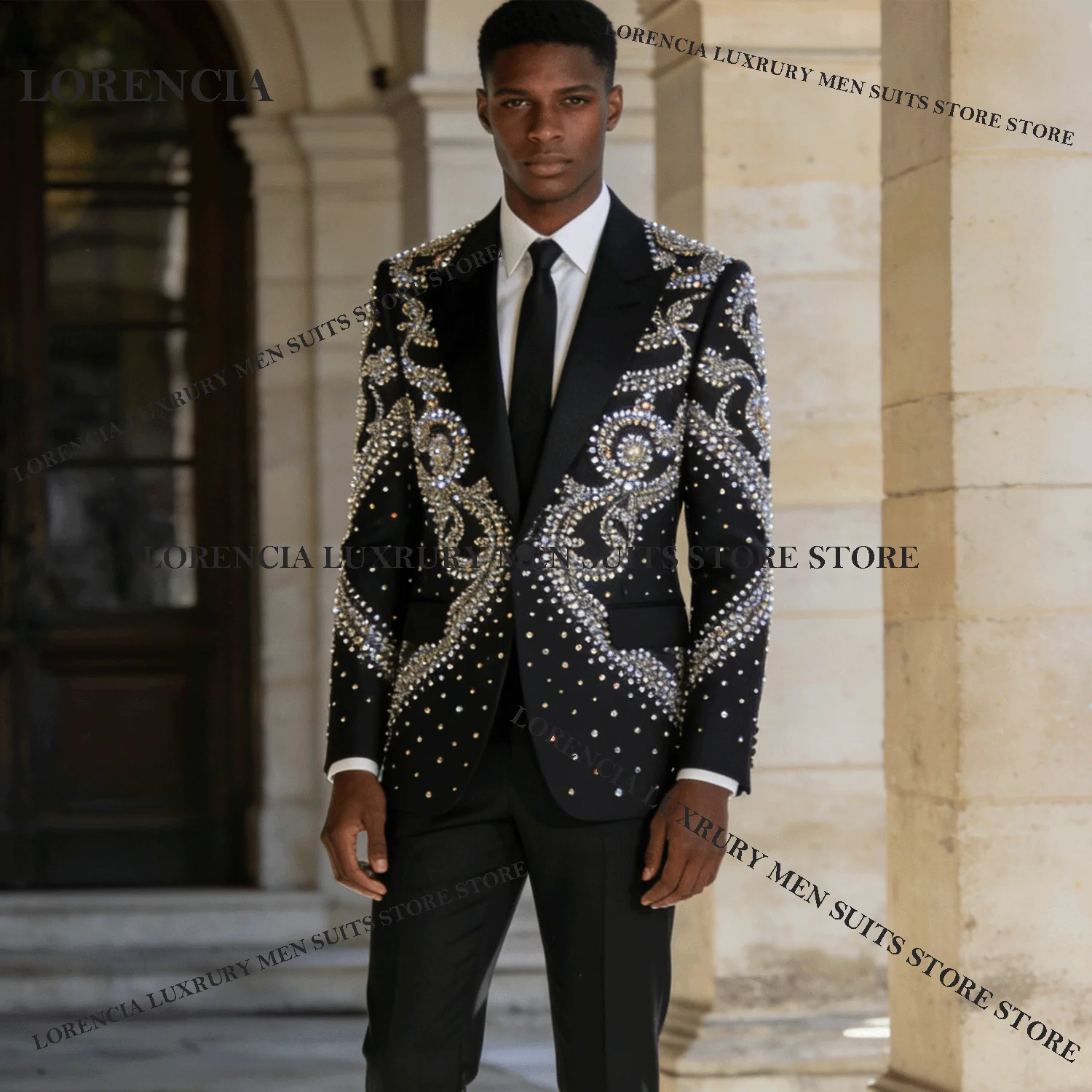 

Exquisite Men Diamond Design Suits Fashion Wedding Tuxedos Luxury Slim Ropa hombre 3 Pieces Sets Groom Male Blazers Customized