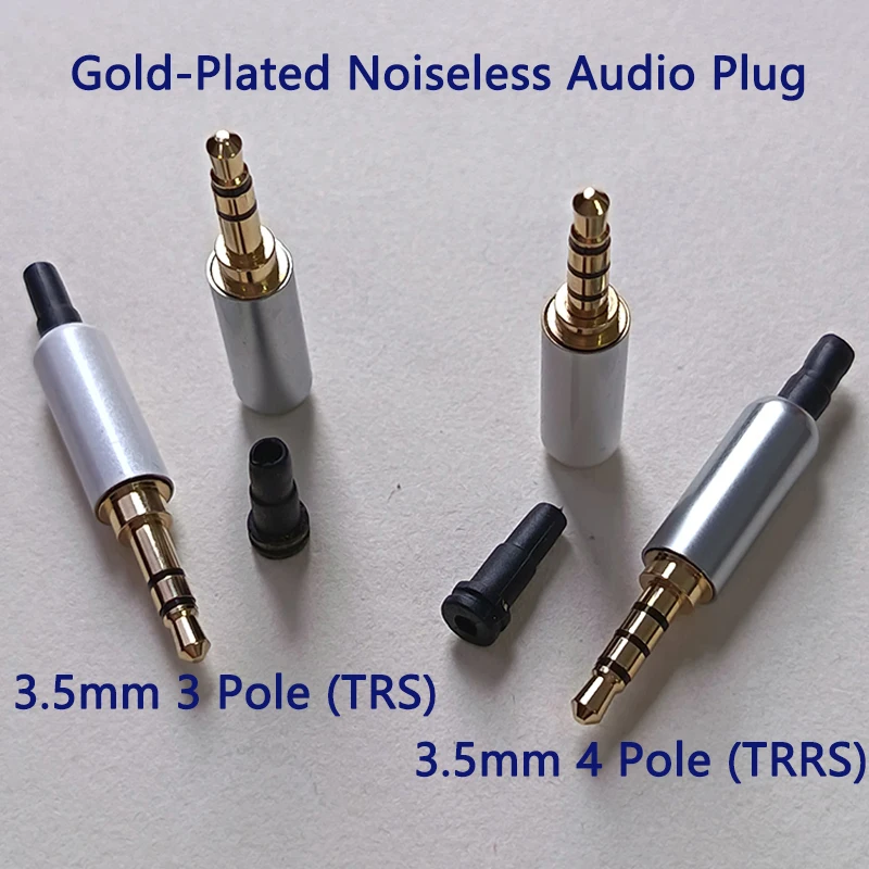 1/3/5 Sets Gold-Plated 3.5mm Stereo Headphone Plug 3 Pole / 4 Pole TRS TRRS Audio Jack Connector for DIY Headphone Repair view 5