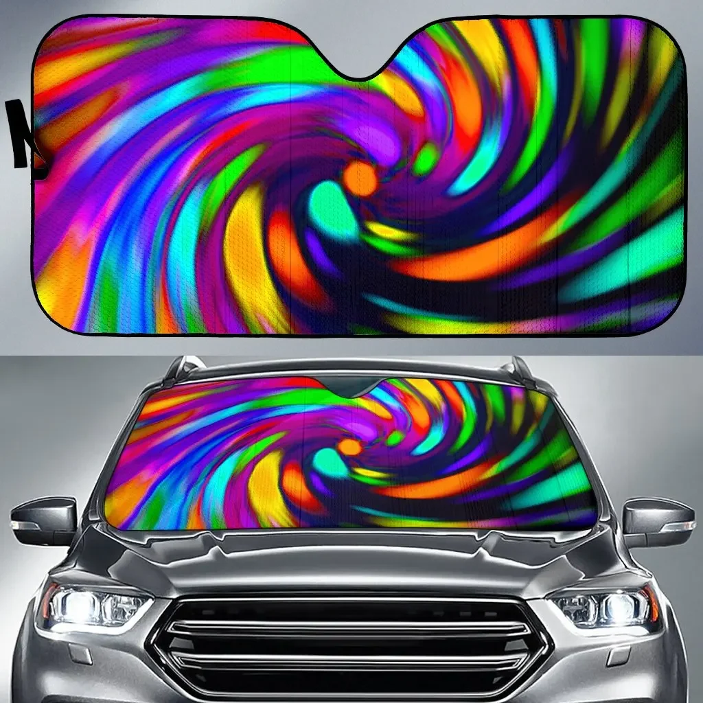 

Pare-soleil de voiture à imprimé spirale Trippy coloré, pare-soleil