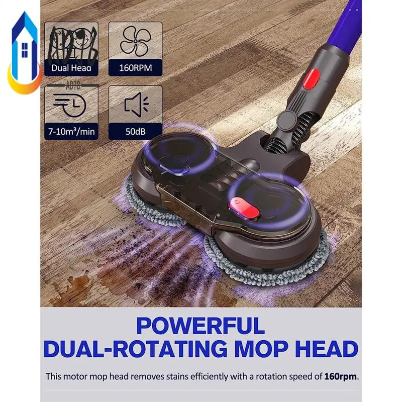 

AD78-Electric Dry Wet Mopping Head Replacement For Dyson V15 V8 V7 V10 V11 Vacuum Cleaner, With Removable Water Tank, 6 Mop Clot