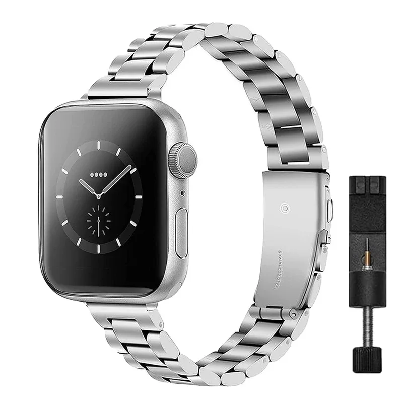 

Women Dressy Stainless Steel Chain Strap for Apple Watch Band 38mm 40mm 41mm Slim Thin Bracelet iWatch 9 8 7 6 5 4 3 2 1 45mm 44