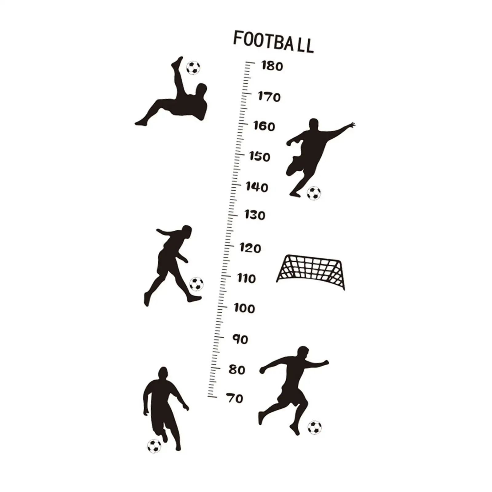 Kids Growth Height Chart Wall Stickers Football for Boys Girls Cartoon Wall