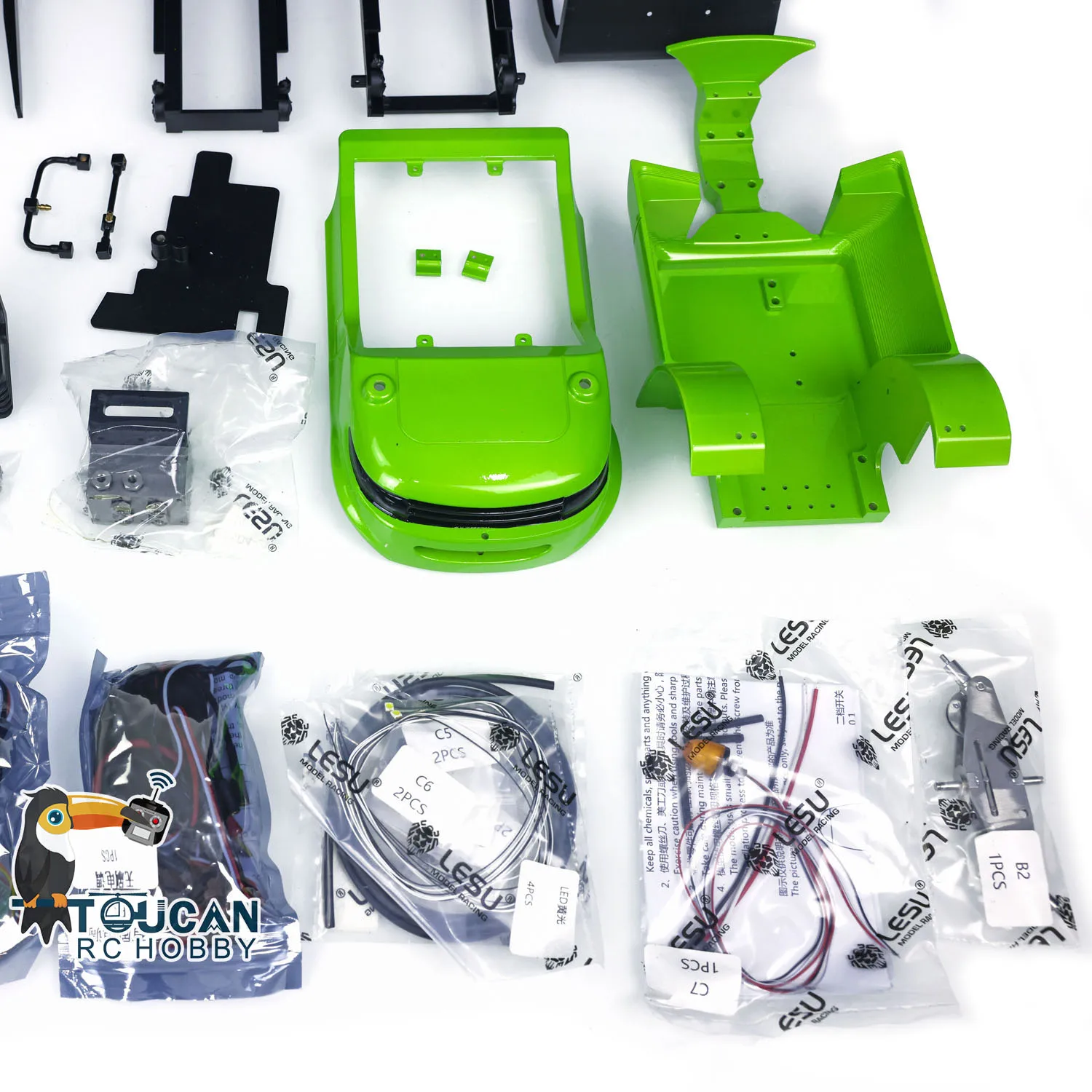 Regali all'aperto Lesu 1/14 RC Carrello elevatore Trasferimento Camion Pompa Motore KIT Dipinto Modello Suono Esc Camion telecomandato Veicolo Thzh0779