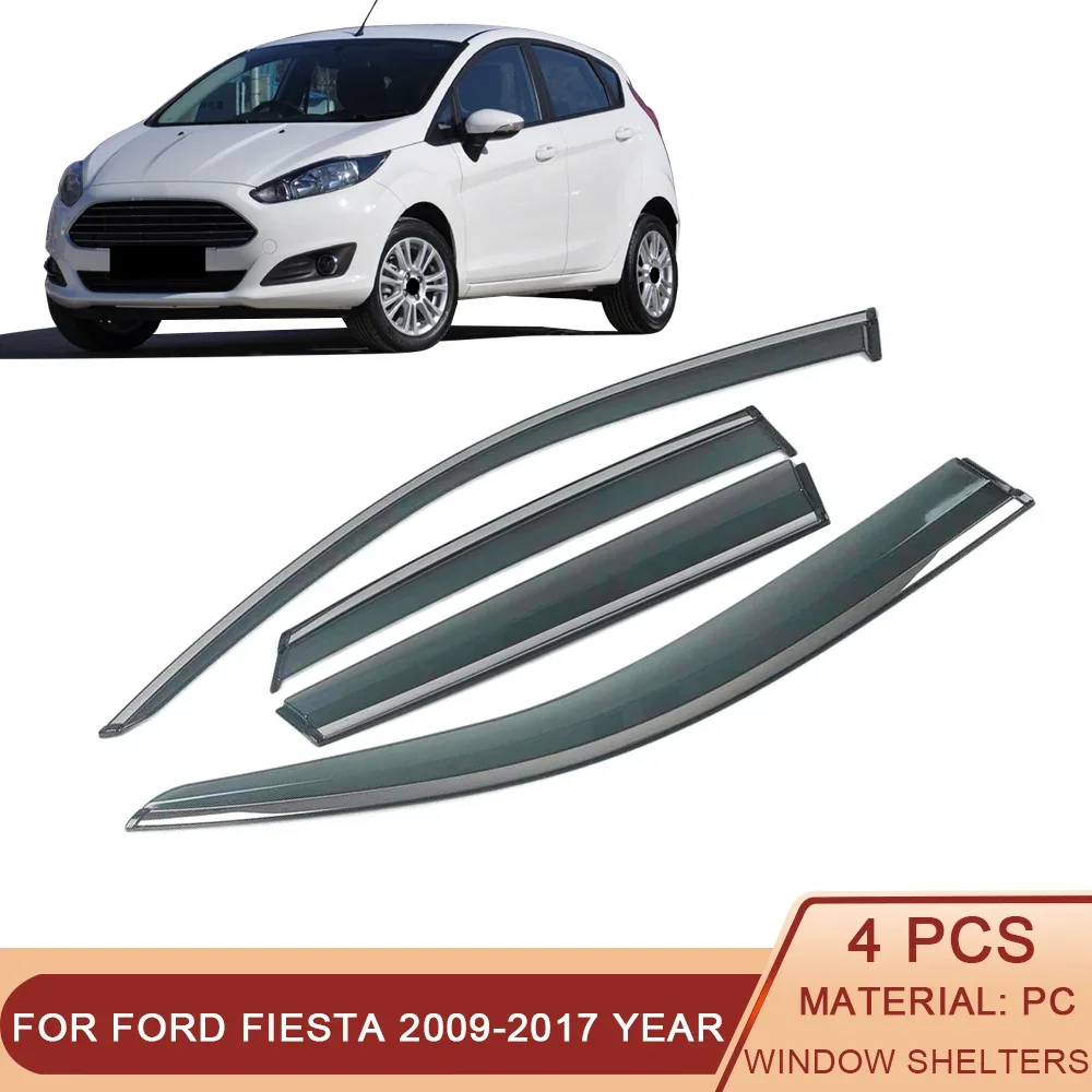 

For FORD Fiesta 2009-2017 Car Window Sun Rain Shade Visors Shield Shelter Protector Cover Frame Sticker Accessories