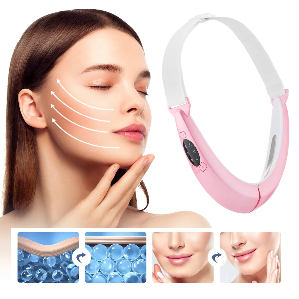 EMS Facial Lifting Device LED Photon Therapy Face Slimming Vibration Massager Double Chin V Line Lift Belt Cellulite Jaw Device