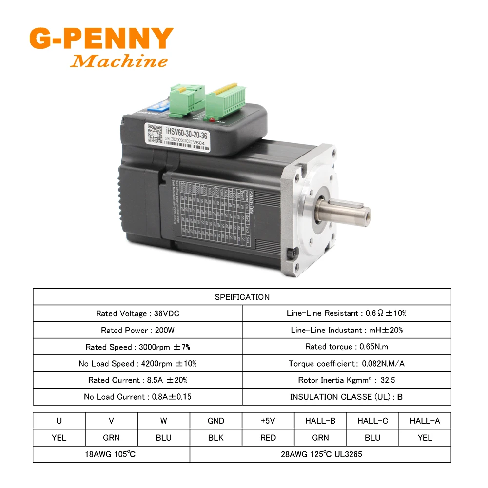 JMC 200w 3000rpm Integrated Servo Motor With Driver  V6 version 0.60Nm 8.5A Mini Servo Motor & driver 1000 line