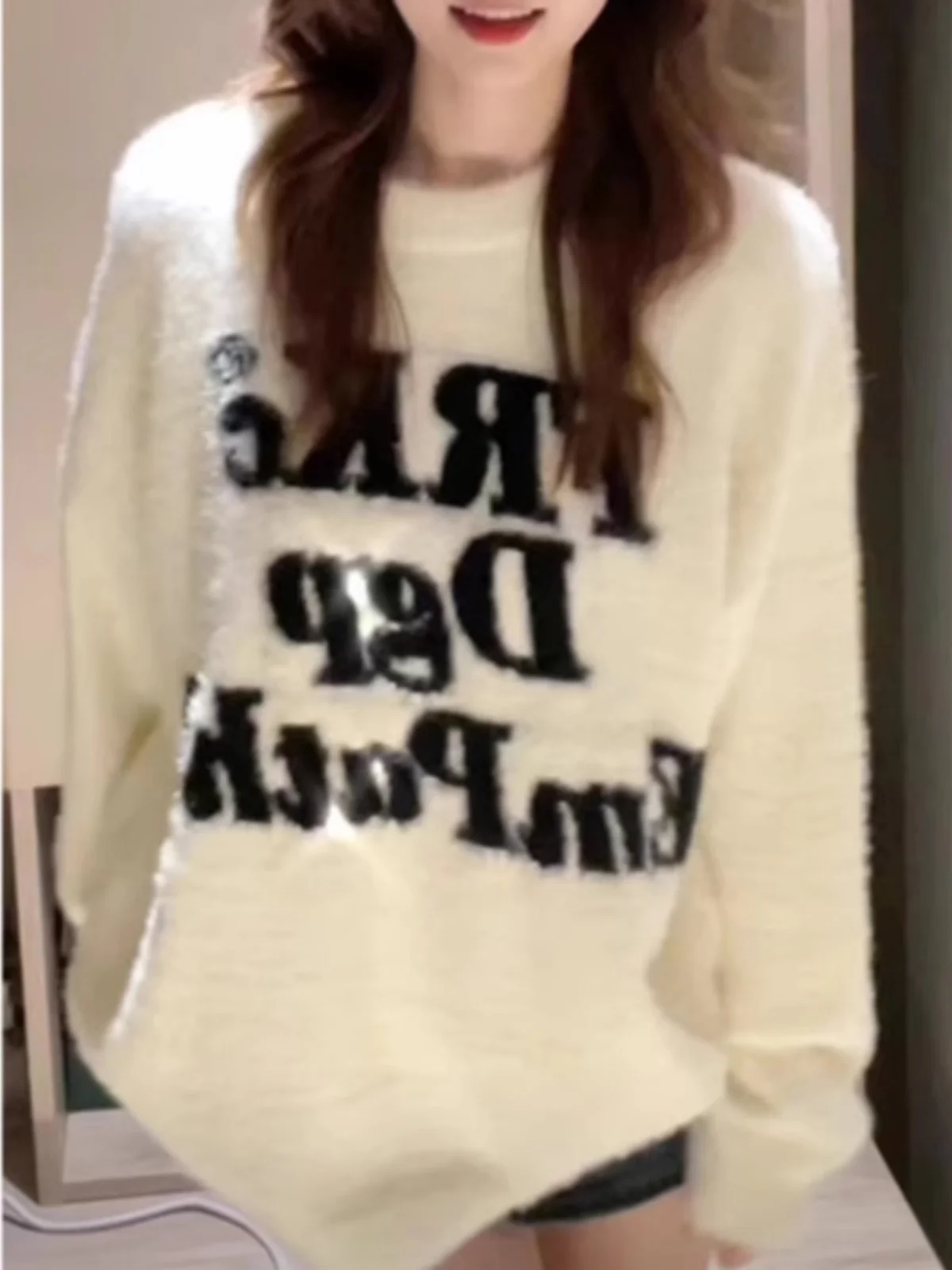 

Женский свитер из норки Thiened, осенне-зимний свитер для школьниц Fufu Base irt, теплый пушистый длинный све, круглый трикотаж Ne