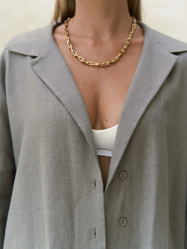 Novità in estate Pantaloni a maniche corte in cotone casual Set da 2 pezzi Camicia a maniche corte tinta unita da donna Set di pantaloni larghi