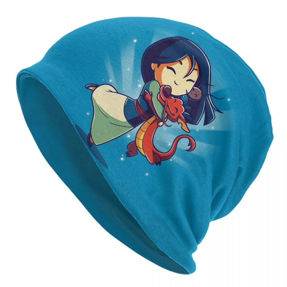 

Custom Mulan Princess And Mushu Skullies Beanies Caps Unisex Winter Warm Knitting Hat Hip Hop Adult Bonnet Hats Outdoor Ski Cap