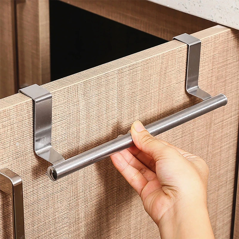 Towel Rack Over Door Towel Bar Hanging Holder Stainless Steel Bathroom Kitchen Cabinet Towel Rag Rack