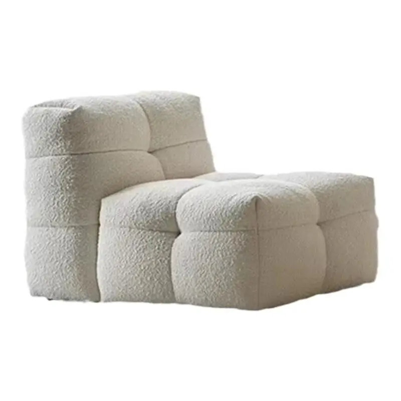 Nordic wabi-sabi wind marshmallow sofa fabric armless single leisure chair retro minimalist white chair small apartment