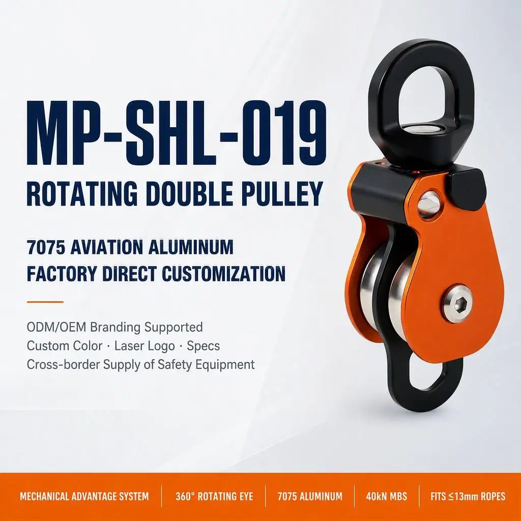 Aluminum Omnidirectional Pulley Rotating Hoist Ring Climbing Gear Rappelling Tree Fall Protection Safety Belt Stainless
