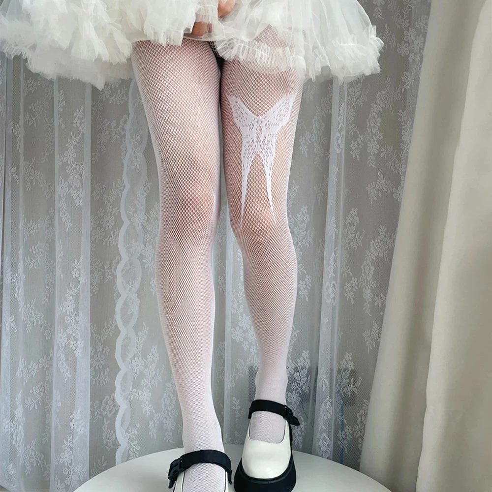 1Pcs Ladies Gothic Big Butterfly Print Stockings New Women'S Gothic Punk Mesh Fishnet Pantyhose Sexy