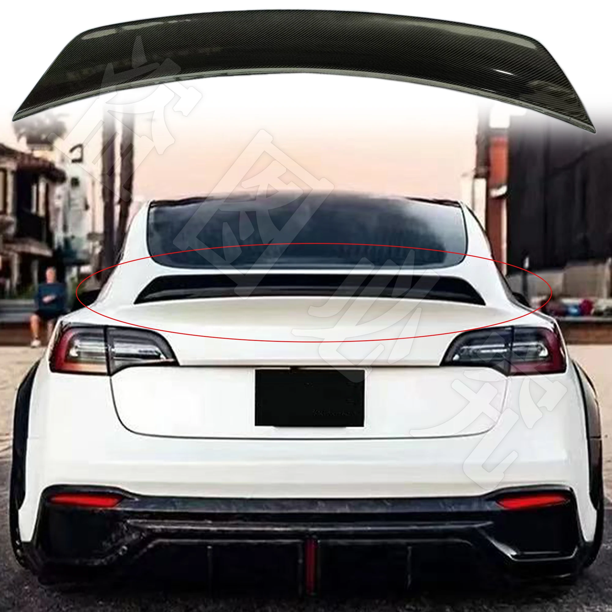

For 17-22 Tesla Model 3 spoiler IMP style trunk lid decorative cover aerodynamic kit tail carbon fiber diffuser accessories