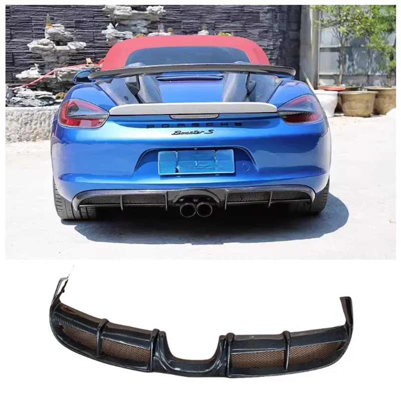 

For Porsche Boxster 981 2013-2016 High Quality Car Carbon Fiber Trunk Bumper Rear Lip Diffuser Spoiler Protector Cover