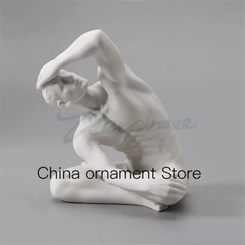 

Abstract Ceramics Body Art Nude Male Yoga Gymnastics Room Desk Statue Interior Showpiece Figurine Home Decor Gift for Friend