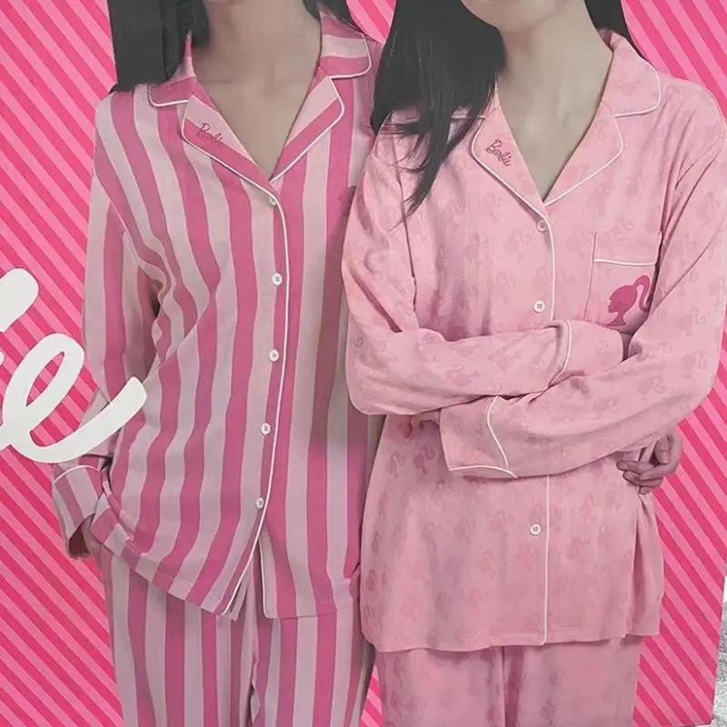 Pyjama Barbie Kawaii pour femme, pantalon à manches longues, vêtements de maison confortables pour les loisirs, mode Anime douce, cadeau d'anniversaire pour filles mignonnes, nouveau