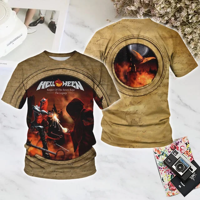 Popular Rock Helloween Band Printing T-Shirts 3D Men Women Fashion Oversized Short Sleeve Tee Shirt Summer Kid Y2k Top Clothing