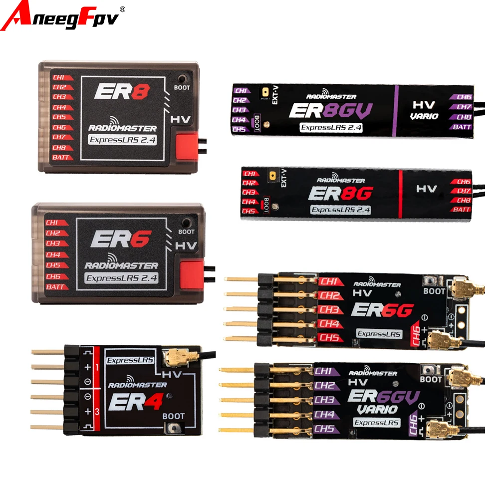 

Radiomaster PWM Receiver ER4 4CH/ER6 ER6G ER6GV 2.4G 6CH/ER8 ER8G ER8GV 8CH CRSF ExpressLRS 2.4Ghz 100mw for Aircraft Boat Car