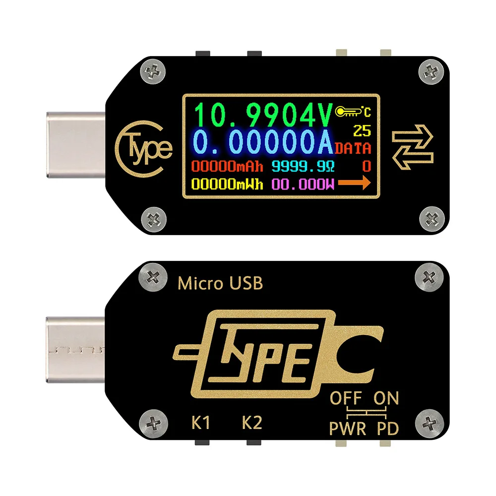 TC66/TC66C Type-C PD Déclencheur USB-C Voltmètre Ampèremètre Tension 2 Voies Courant Compteur Multimètre PD Chargeur Batterie USB Testeur