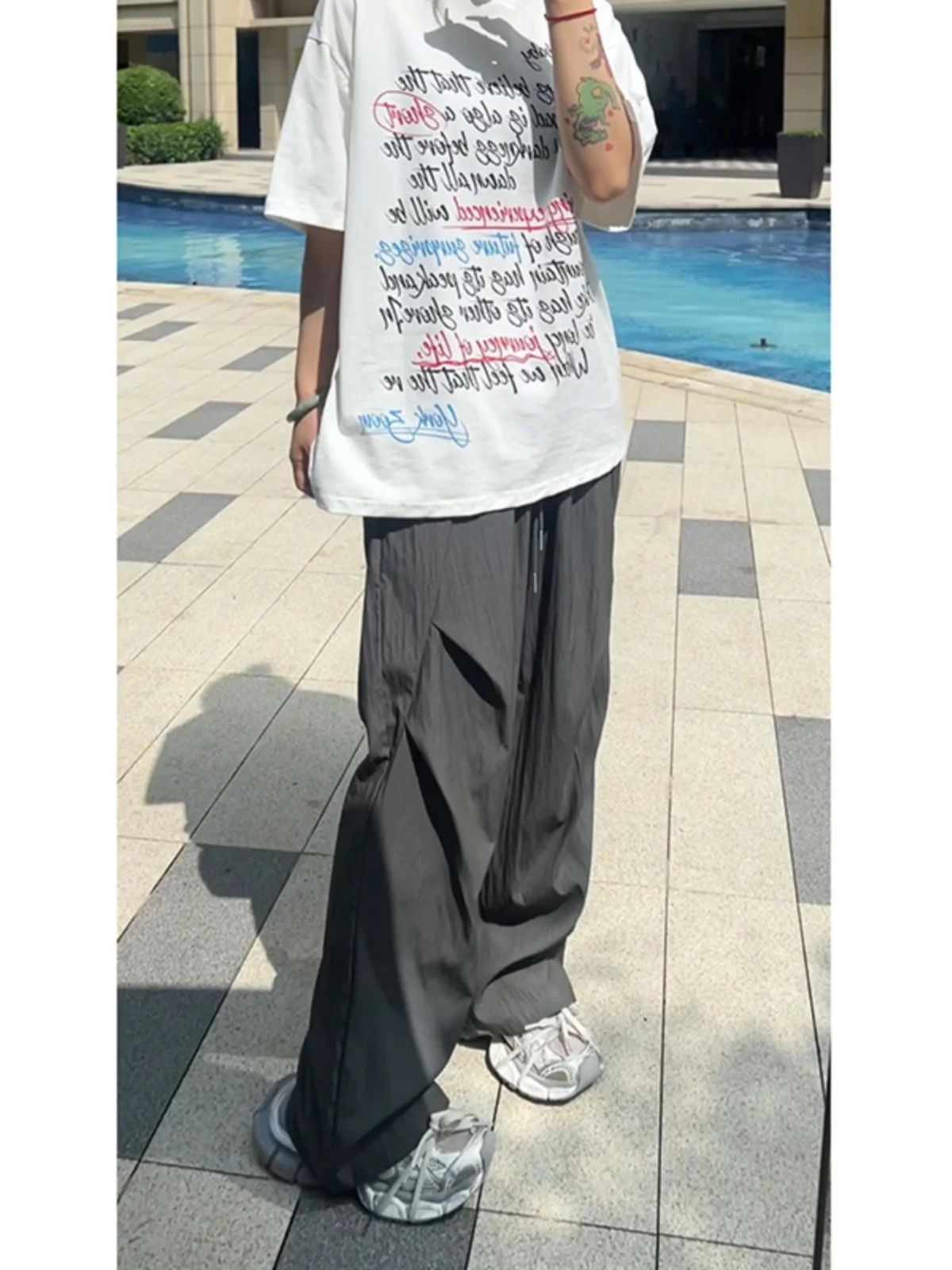 

Qui Dry Ice Silk Men's Summer Thin Outdoor Tee-Proof Cargo Pants Loose Fit Casual Trousers Breathable Long Pants