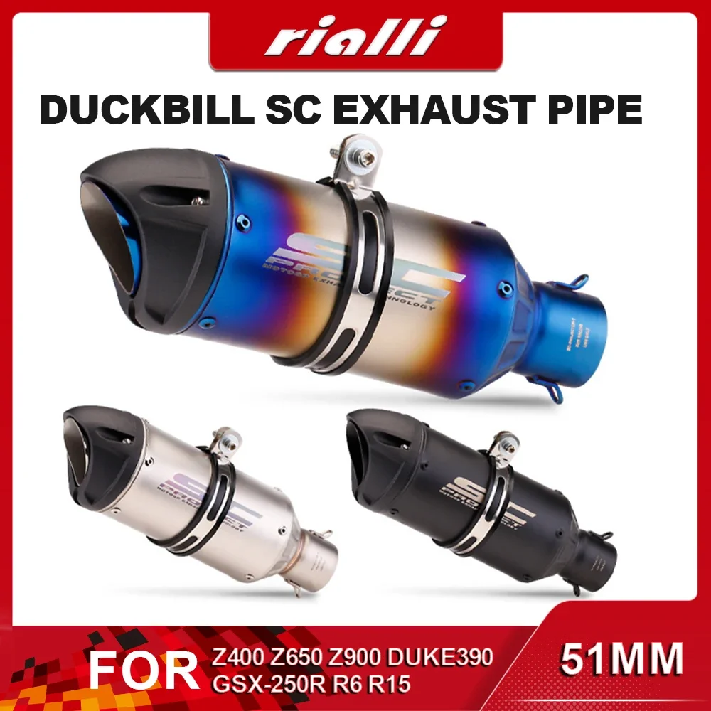 

Universal Motorcycle SC 51mm Exhaust Pipe Modified Muffler Silencer With DB Killer For Z400 Z650 Z900 DUKE390 GSX-250R R6 R15