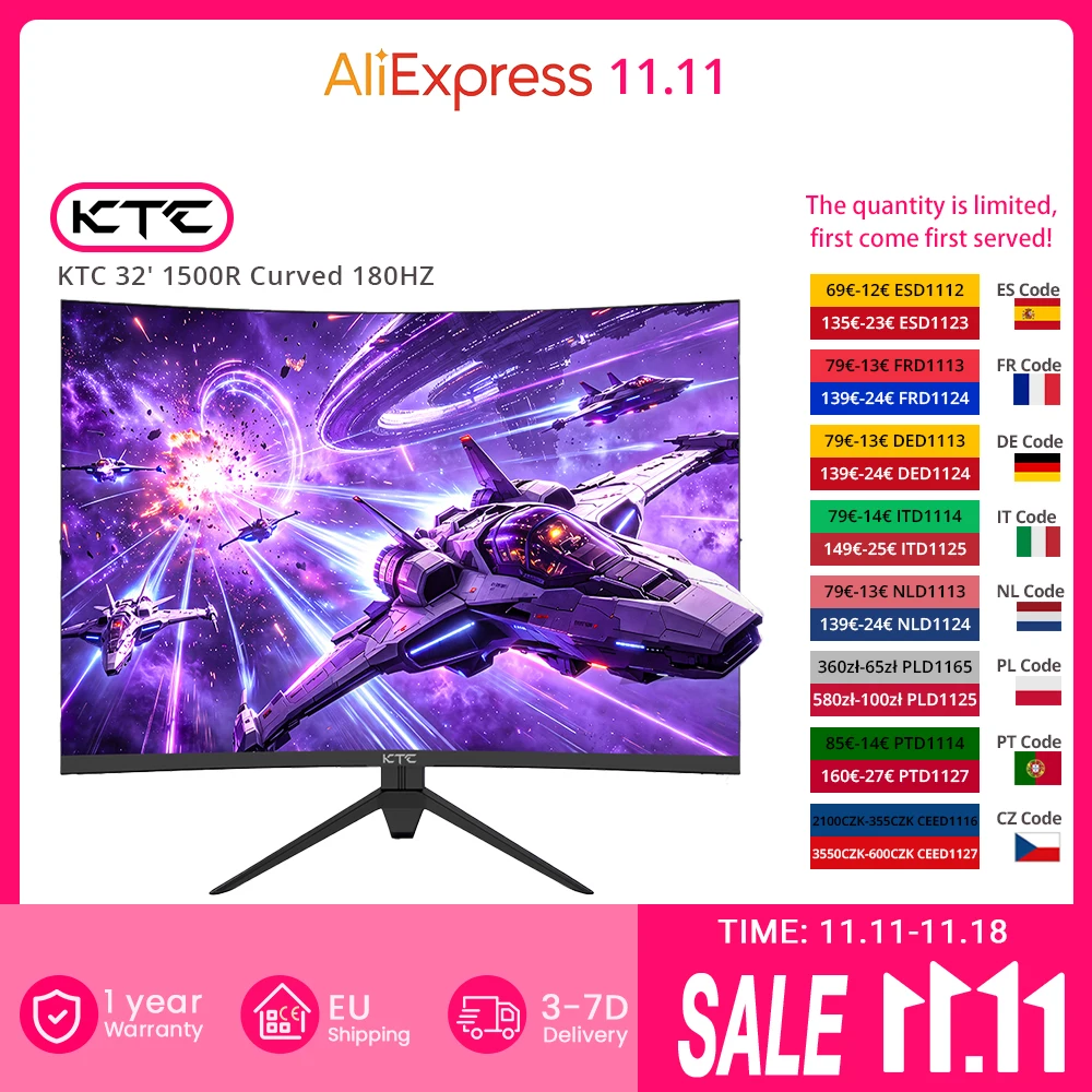 Monitor curvo para juegos KTC 32′ 1500R H32S17 (popular)