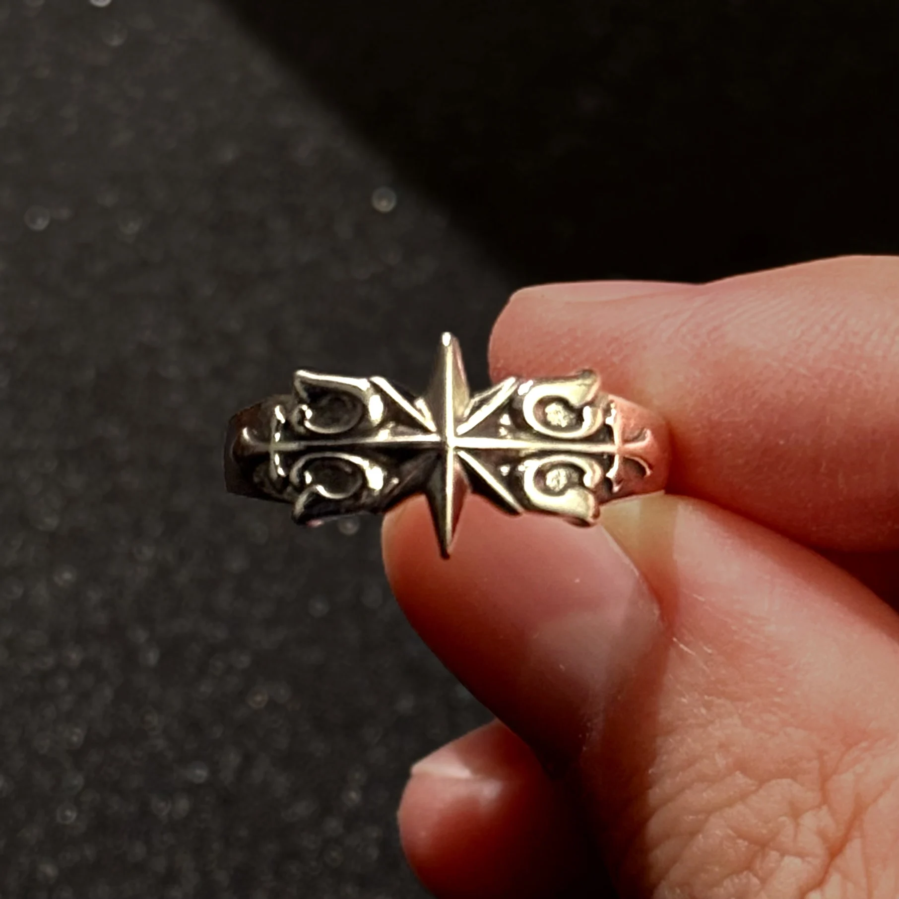Retro Hexagramm Sechszackiger Stern Verstellbarer Offener Ring für Männer Versilbertes Messing Punk Gothic Edgy Schmuck Unisex Accessoires Geschenk – Detail 3