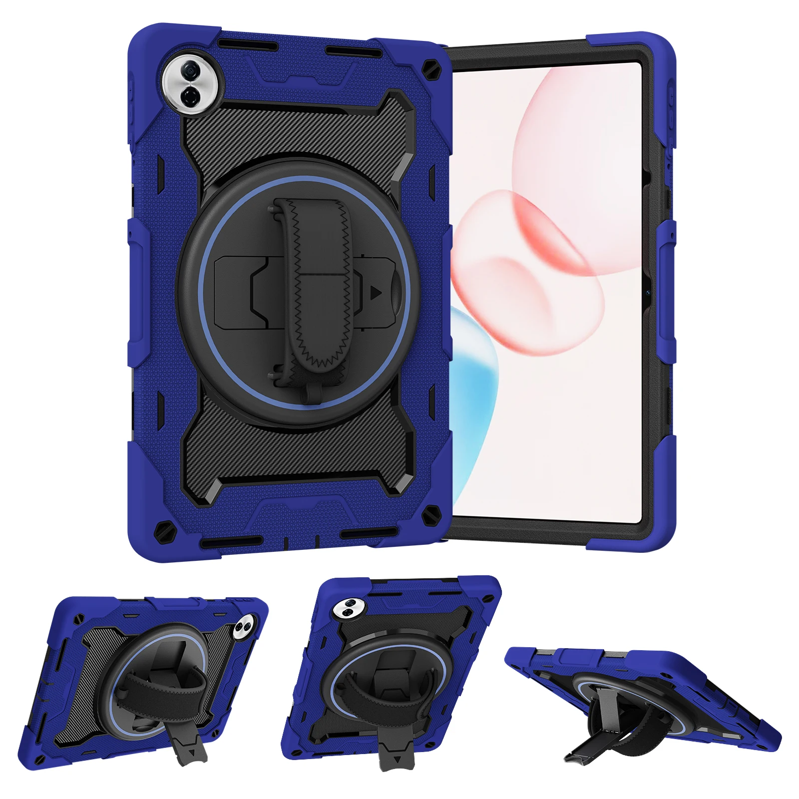 Heavy Duty Rugged Case For Huawei Honor Pad 10 (Tablet 10) 2025 12.1 inch HEY3-W00 360 Rotating Kickstand Cover With Hand Strap