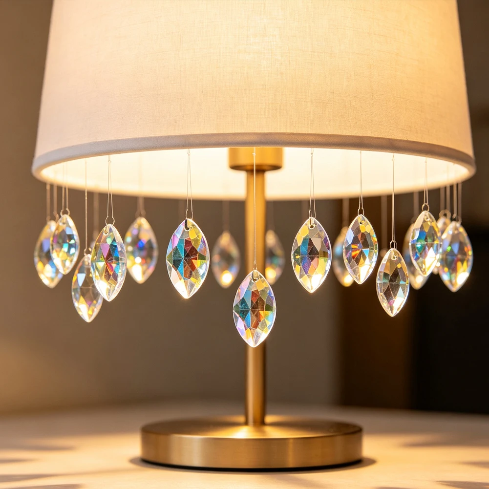 10pcs Crystal Eye Suncatcher Hanging Boho Oval Cut Prism Sunlight Refraction Rainbow Chandelier Part Pendant Window Garden Decor
