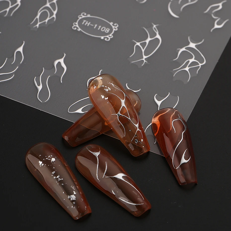 Naklejki na paznokcie 3D z metalową linią Sliver Thorns Vine Curve Stripe Lines Tape Swirl Sliders Manicure Adhesive Nail Art Decals