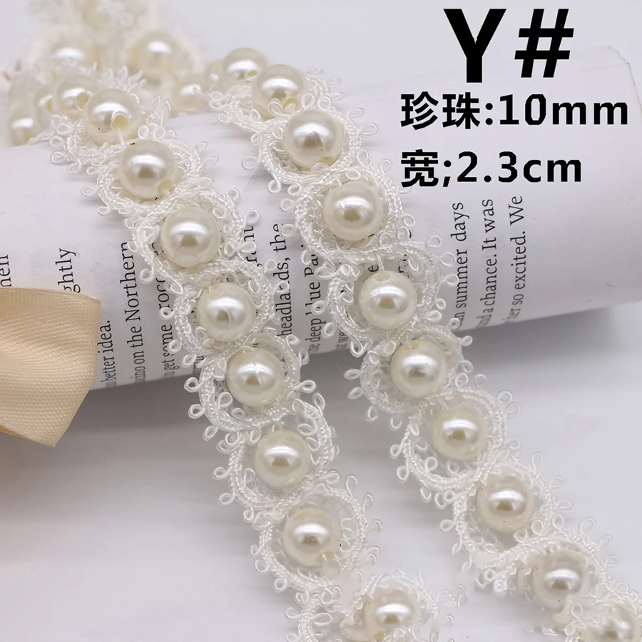 Handmade Beaded Lace Trim Single-Sided Pearl Trim Ribbon For Clothing Collar And Cuffs Diy Craft Supplies Sewing Supplies