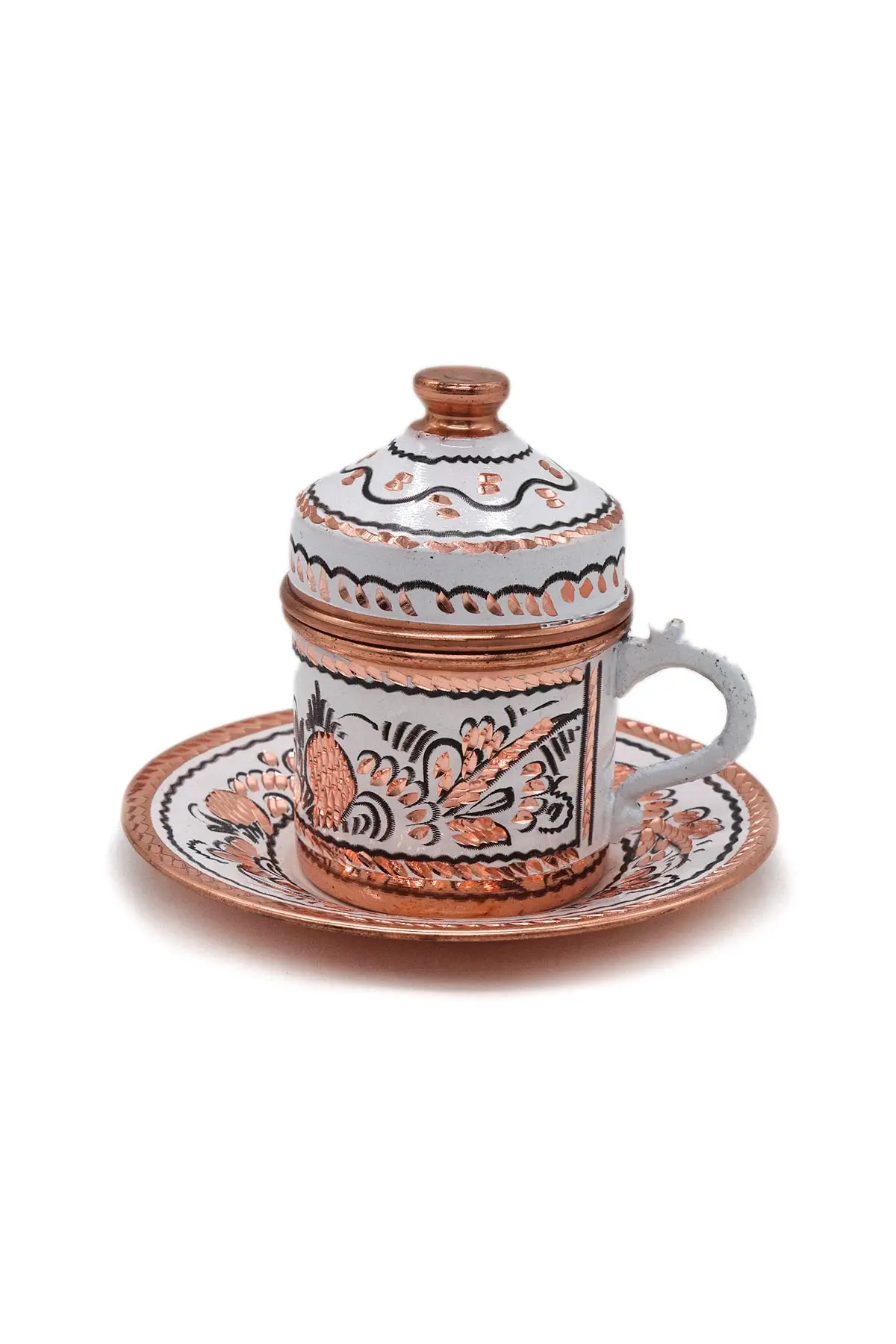 

DOLBOVI white coffee cup set 2 person-copper hand processing erchains handmade espresso cup