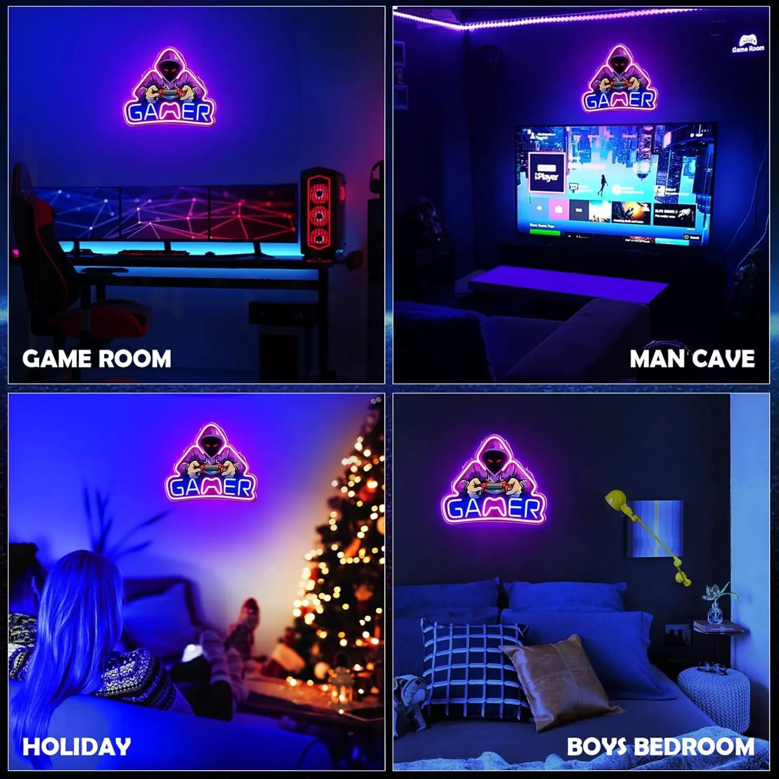 Gamer Neon Sign , UV Printed Gamer Neon Sign ,Boys Room Neon Sign , Man Cave Neon Decor ,Gamer Neon Sign For Boys