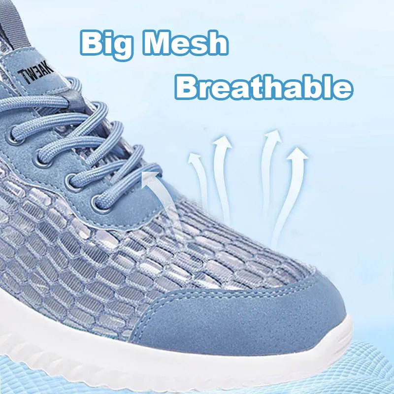 Oulylan 2025 Summer Big Mesh Breathable Sneakers Casual Hollow Lightweight Sports Shoes Men Lace Up Solid Color Running Footwear