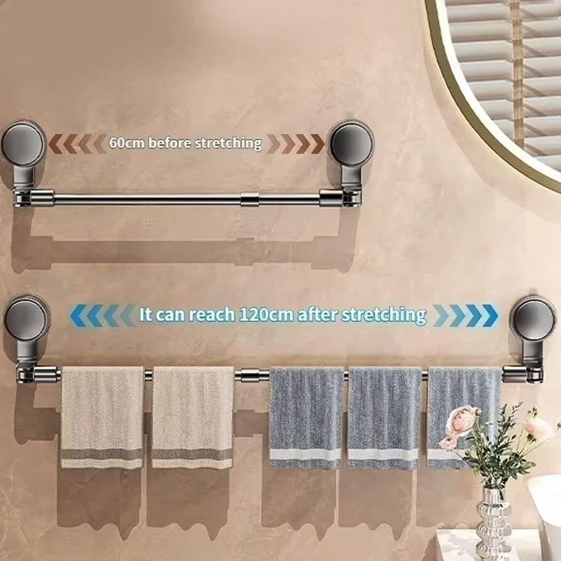 تمديد قضيب شفط كأس منشفة رف الحمام الحائط تخزين الرف منشفة الحمام القطب واحد المرحاض المطبخ هوك