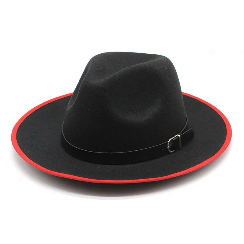 

Black New Street Youth Hat Men And Women Big Brim British Style Fashionable Woolen Gentleman Hat