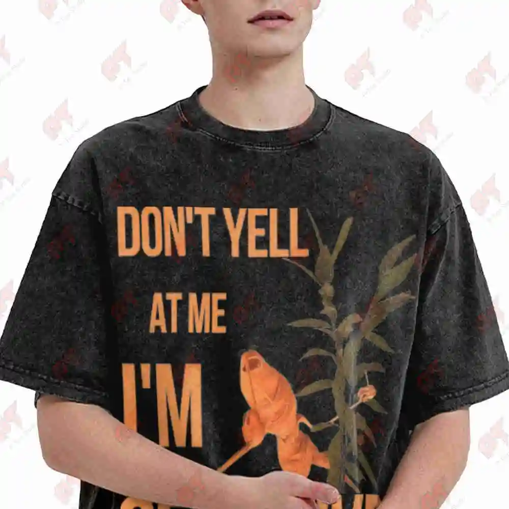 Marcus The Worm Don't Yell At Me I'm Sensitive Vintage Washed Tee Pure Cotton T-Shirt