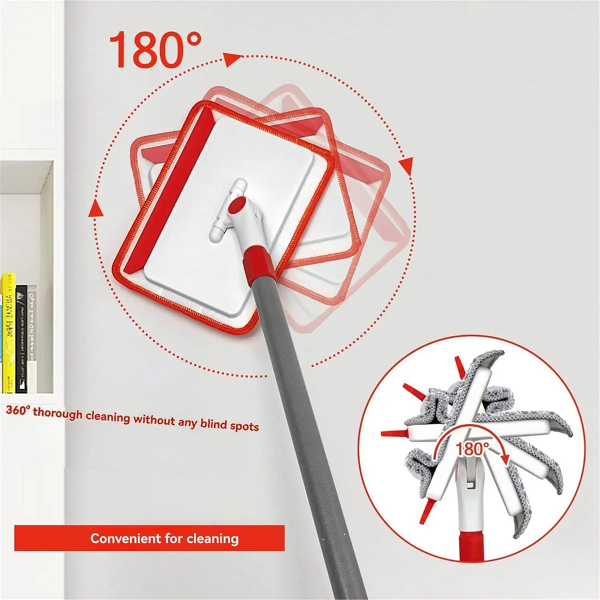 Wall & Baseboard Cleaner Mop Tool for Cleaning Window Floor Skirting Board Ceiling Bathtub Tub Scrubber Brush Duster