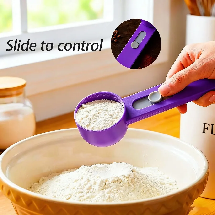 2-in-1 Sliding Scoop Funnel, Reusable PP Coffee & Protein Powder Scoop for Mess-Free Kitchen & Gym Use - Image 5