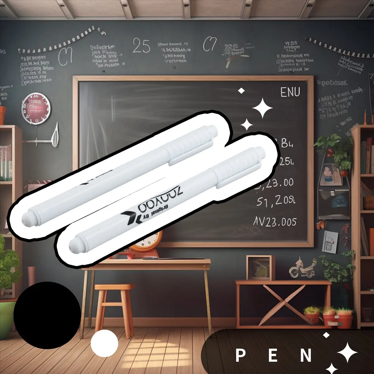 A56K 2PC Liquid Chalk Pen Marker For Glass Chalkboard Blackboard white