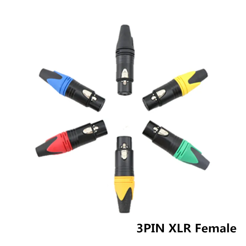 10pcs 3 Pin XLR Female Jack + 10pcs Male Plug Cannon Plug XLR Connector Cannon Balance Plug colors metal Cannon 20pcs