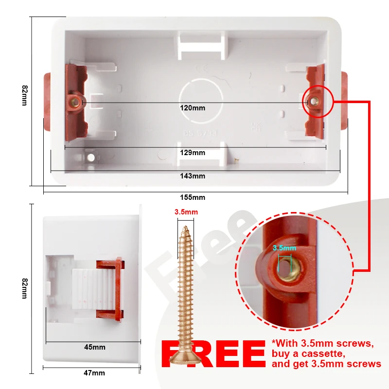 Avoir Drywall Installation Box 146 Type 45mm Depth Gypsum Board Mounting Boxes Plastic Wall Power Socket Switch Plasterboad Box